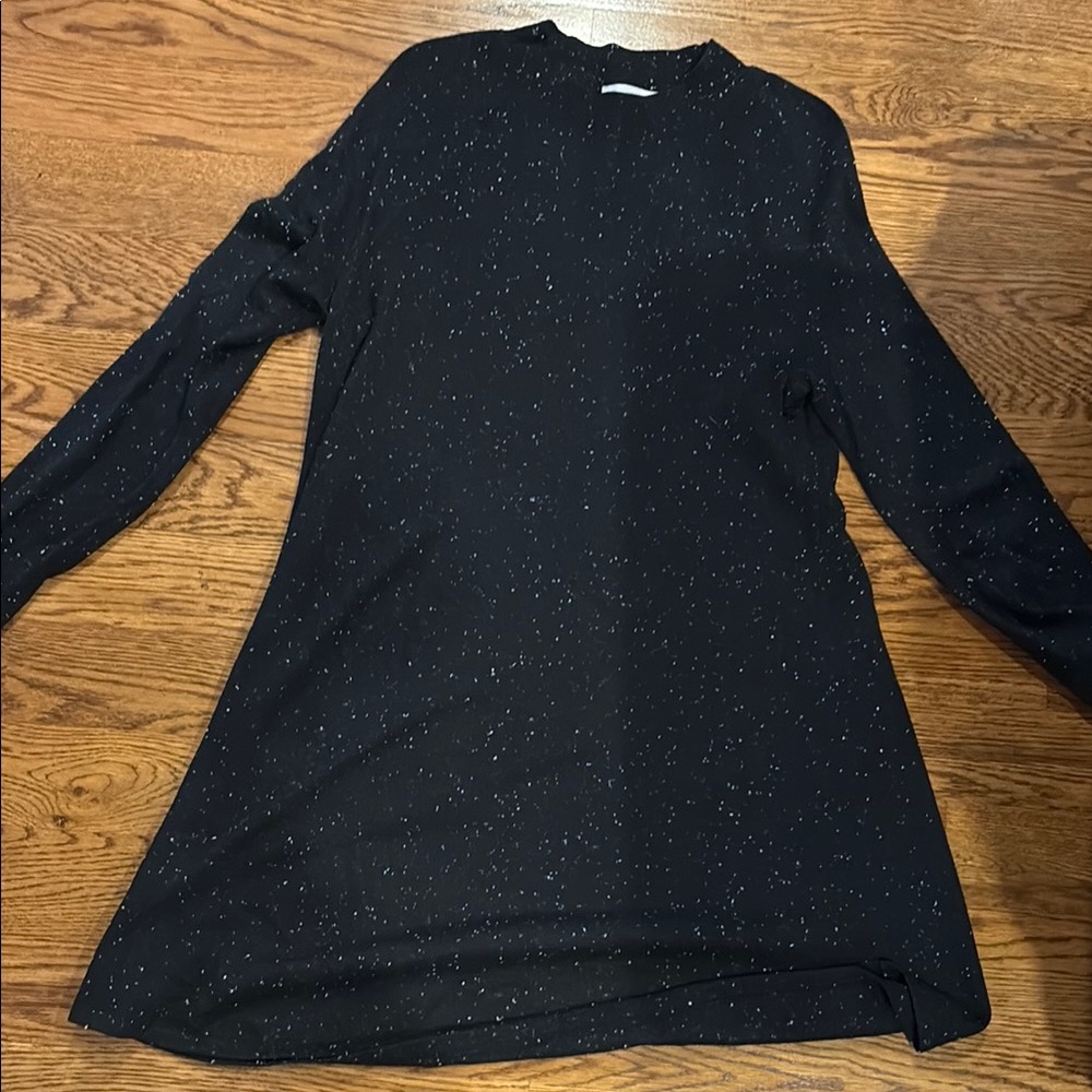 Black Long Sleeve Dress with Speckled Design